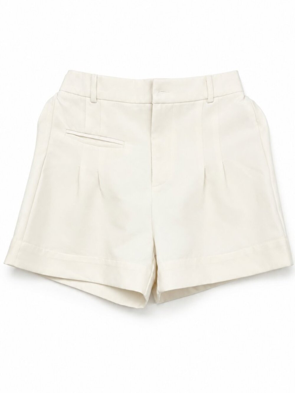 Cicy Bell High-Waisted Pleated Shorts Beige Size 4 Belted Tailored